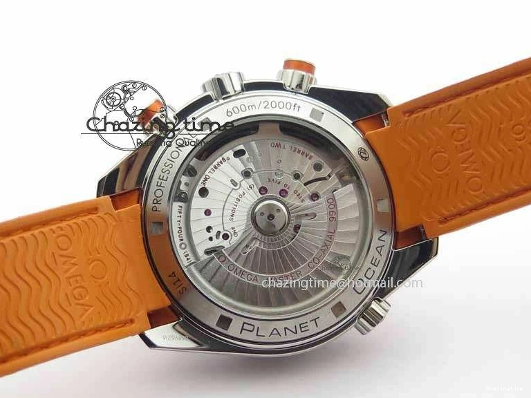 0513 Planet Ocean Master Chrono 45mm SS OM 1:1 Best Edition Black Dial On Orange Rubber Strap A Attractive 8170
